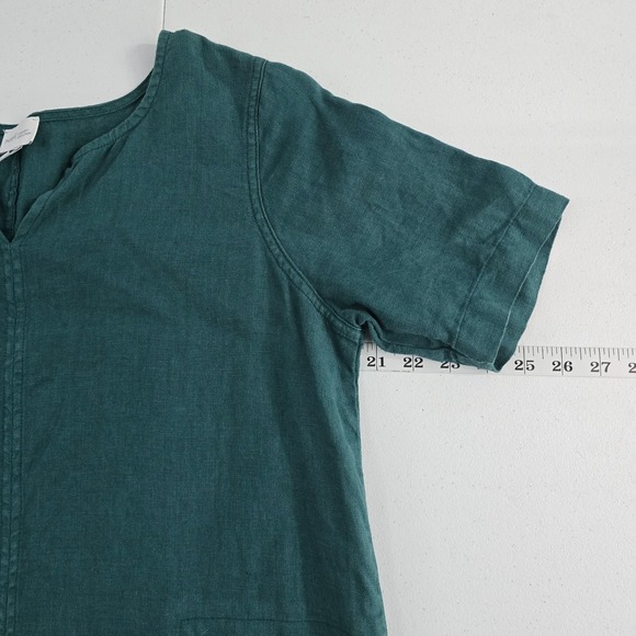 J Jill Pure Jill Women's Garment Dyed Linen Tunic Dress Green Petite Small 7165 - Picture 3 of 8